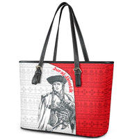 Juraj Janosik Slovakia Leather Tote Bag with Folk Pattern Red White Legend Spirit