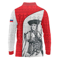 Juraj Janosik Slovakia Long Sleeve Polo Shirt with Folk Pattern Red White Legend Spirit