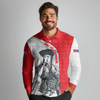 Juraj Janosik Slovakia Long Sleeve Polo Shirt with Folk Pattern Red White Legend Spirit