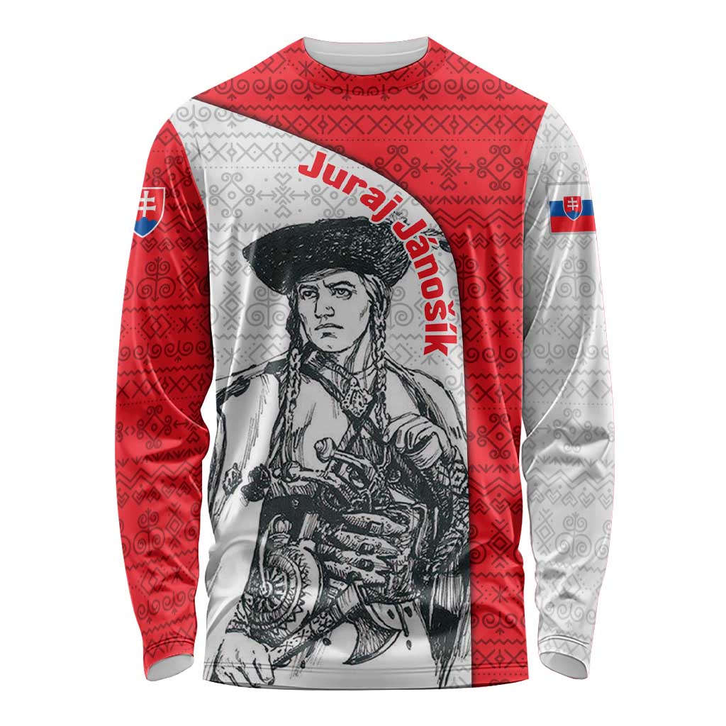 Juraj Janosik Slovakia Long Sleeve Shirt with Folk Pattern Red White Legend Spirit