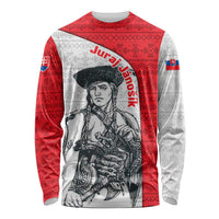 Juraj Janosik Slovakia Long Sleeve Shirt with Folk Pattern Red White Legend Spirit