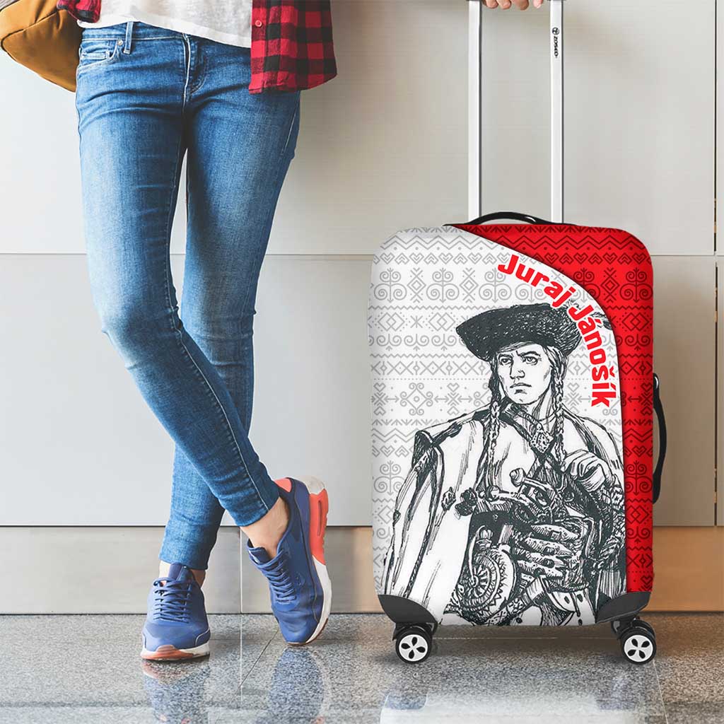 Juraj Janosik Slovakia Luggage Cover with Folk Pattern Red White Legend Spirit