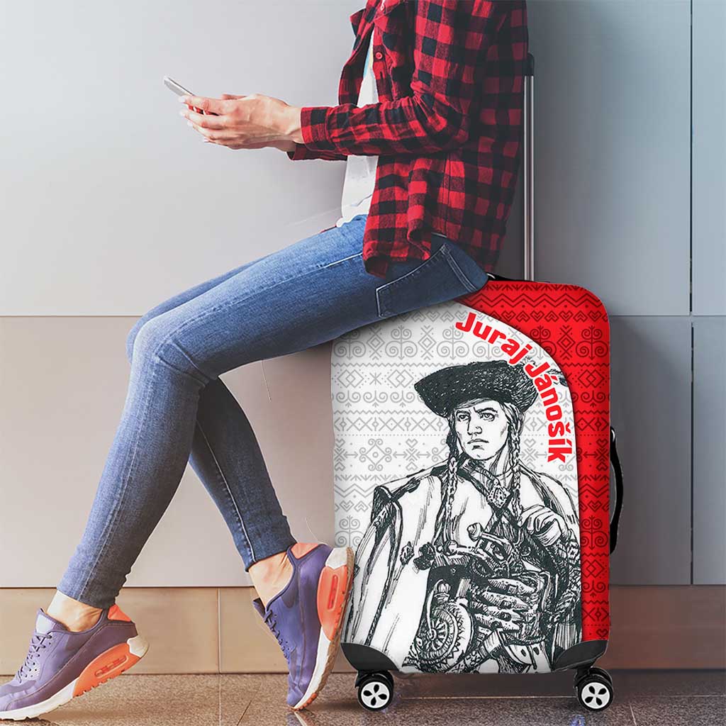 Juraj Janosik Slovakia Luggage Cover with Folk Pattern Red White Legend Spirit