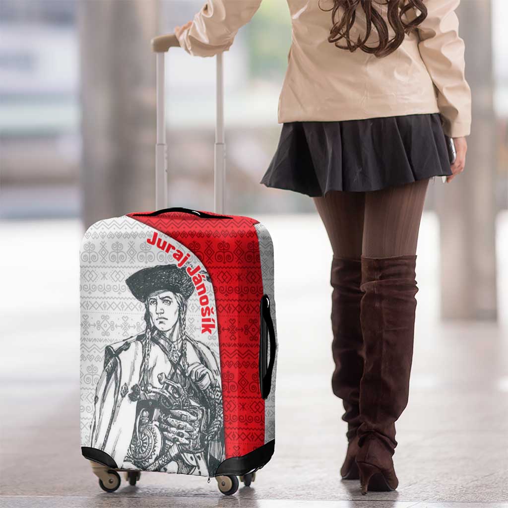 Juraj Janosik Slovakia Luggage Cover with Folk Pattern Red White Legend Spirit