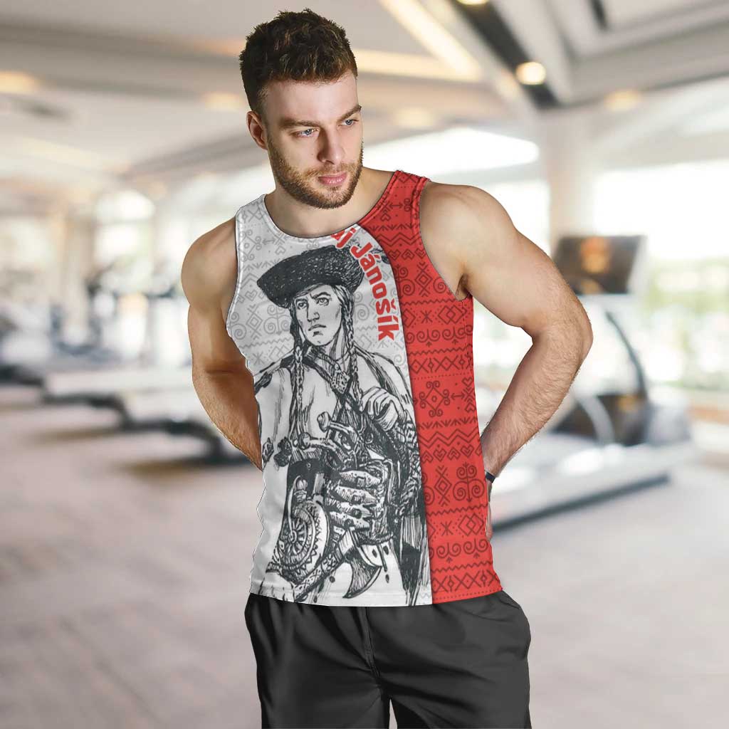 Juraj Janosik Slovakia Men Tank Top with Folk Pattern Red White Legend Spirit