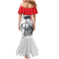 Juraj Janosik Slovakia Mermaid Dress with Folk Pattern Red White Legend Spirit