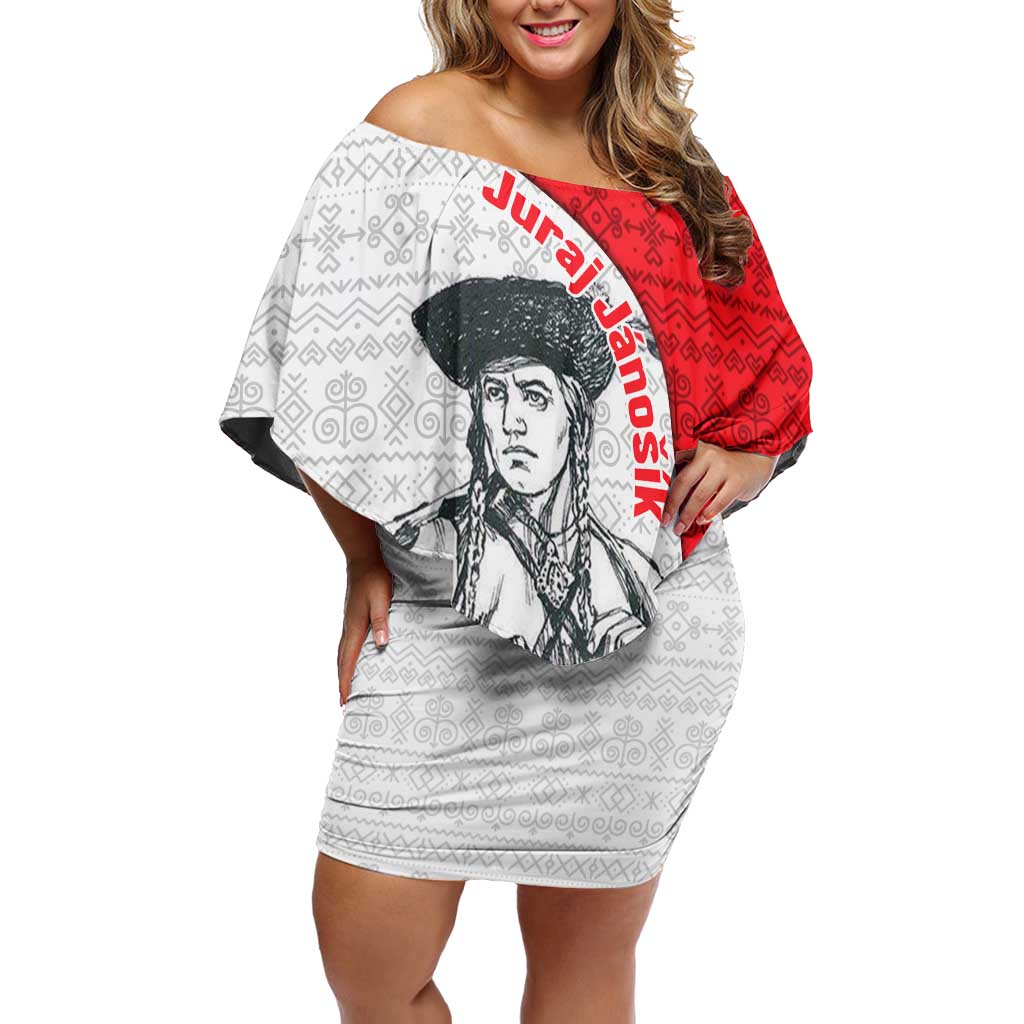 Juraj Janosik Slovakia Off Shoulder Short Dress with Folk Pattern Red White Legend Spirit