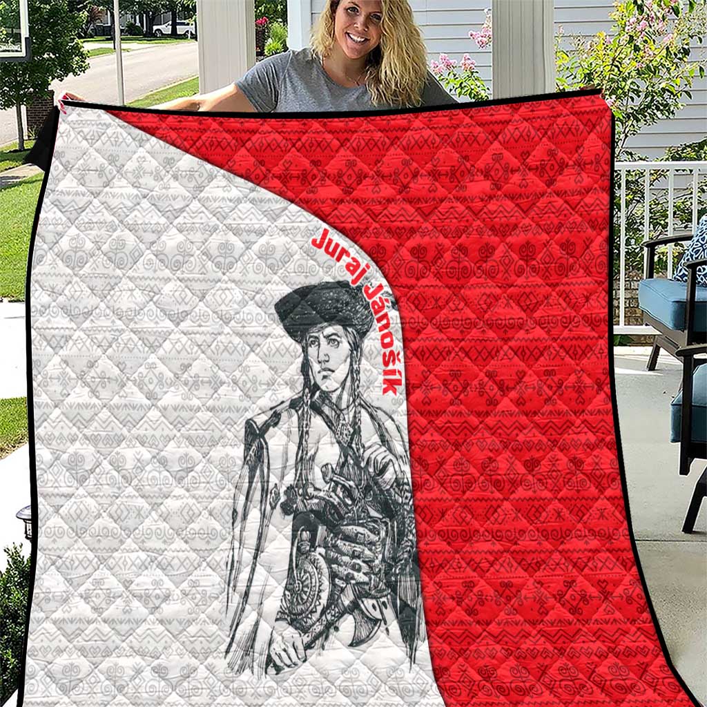 Juraj Janosik Slovakia Quilt with Folk Pattern Red White Legend Spirit