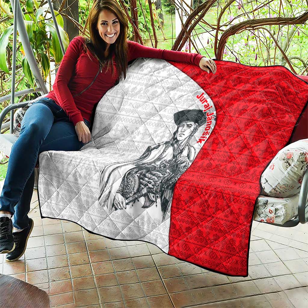 Juraj Janosik Slovakia Quilt with Folk Pattern Red White Legend Spirit