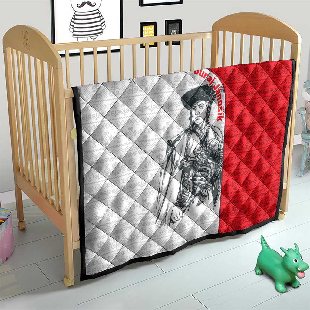 Juraj Janosik Slovakia Quilt with Folk Pattern Red White Legend Spirit