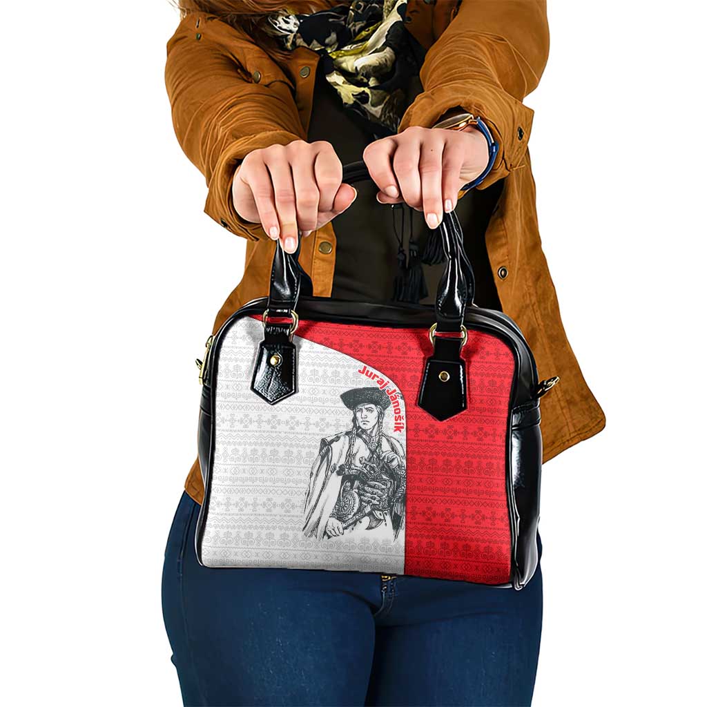 Juraj Janosik Slovakia Shoulder Handbag with Folk Pattern Red White Legend Spirit