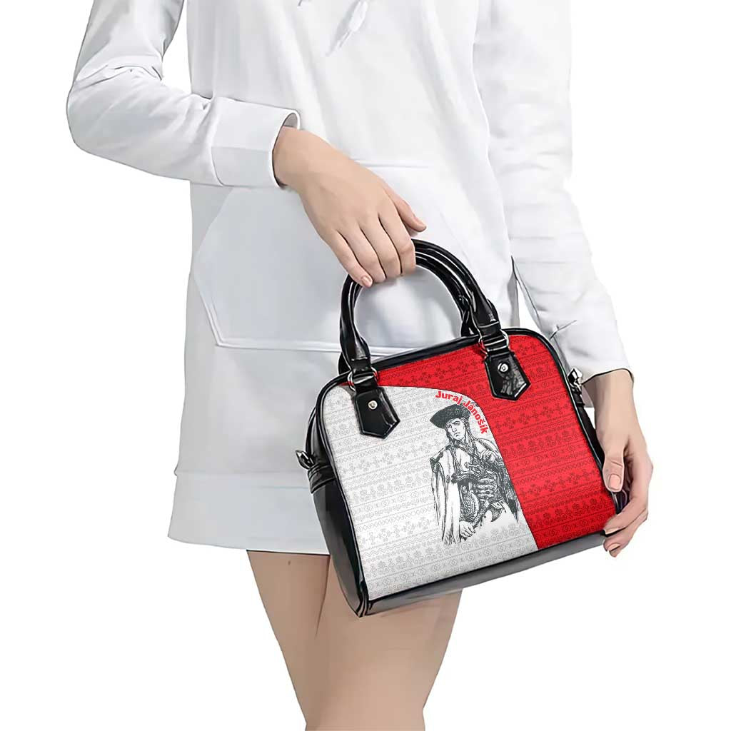 Juraj Janosik Slovakia Shoulder Handbag with Folk Pattern Red White Legend Spirit