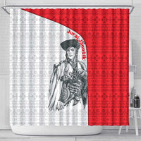 Juraj Janosik Slovakia Shower Curtain with Folk Pattern Red White Legend Spirit