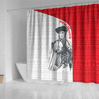 Juraj Janosik Slovakia Shower Curtain with Folk Pattern Red White Legend Spirit