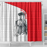 Juraj Janosik Slovakia Shower Curtain with Folk Pattern Red White Legend Spirit
