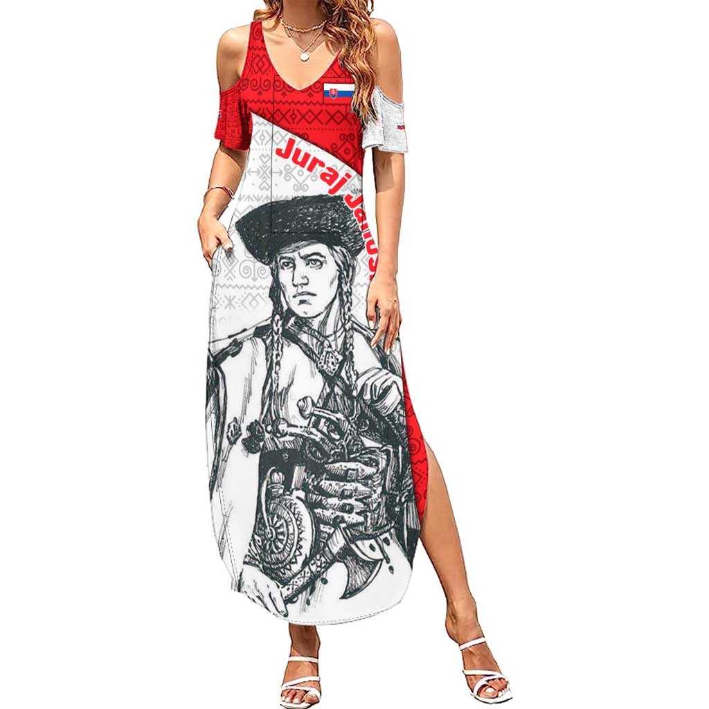 Juraj Janosik Slovakia Summer Maxi Dress with Folk Pattern Red White Legend Spirit