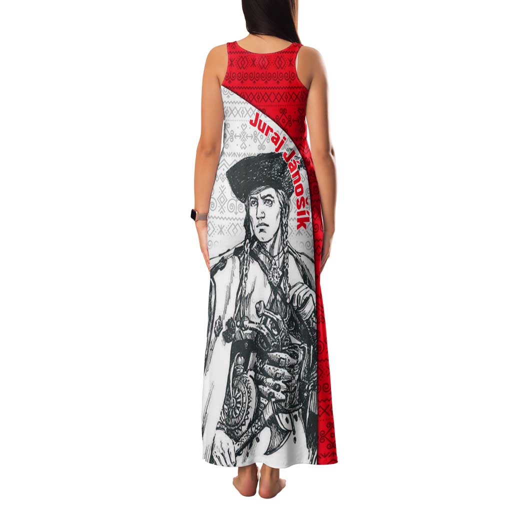 Juraj Janosik Slovakia Tank Maxi Dress with Folk Pattern Red White Legend Spirit