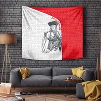 Juraj Janosik Slovakia Tapestry with Folk Pattern Red White Legend Spirit