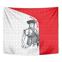 Juraj Janosik Slovakia Tapestry with Folk Pattern Red White Legend Spirit