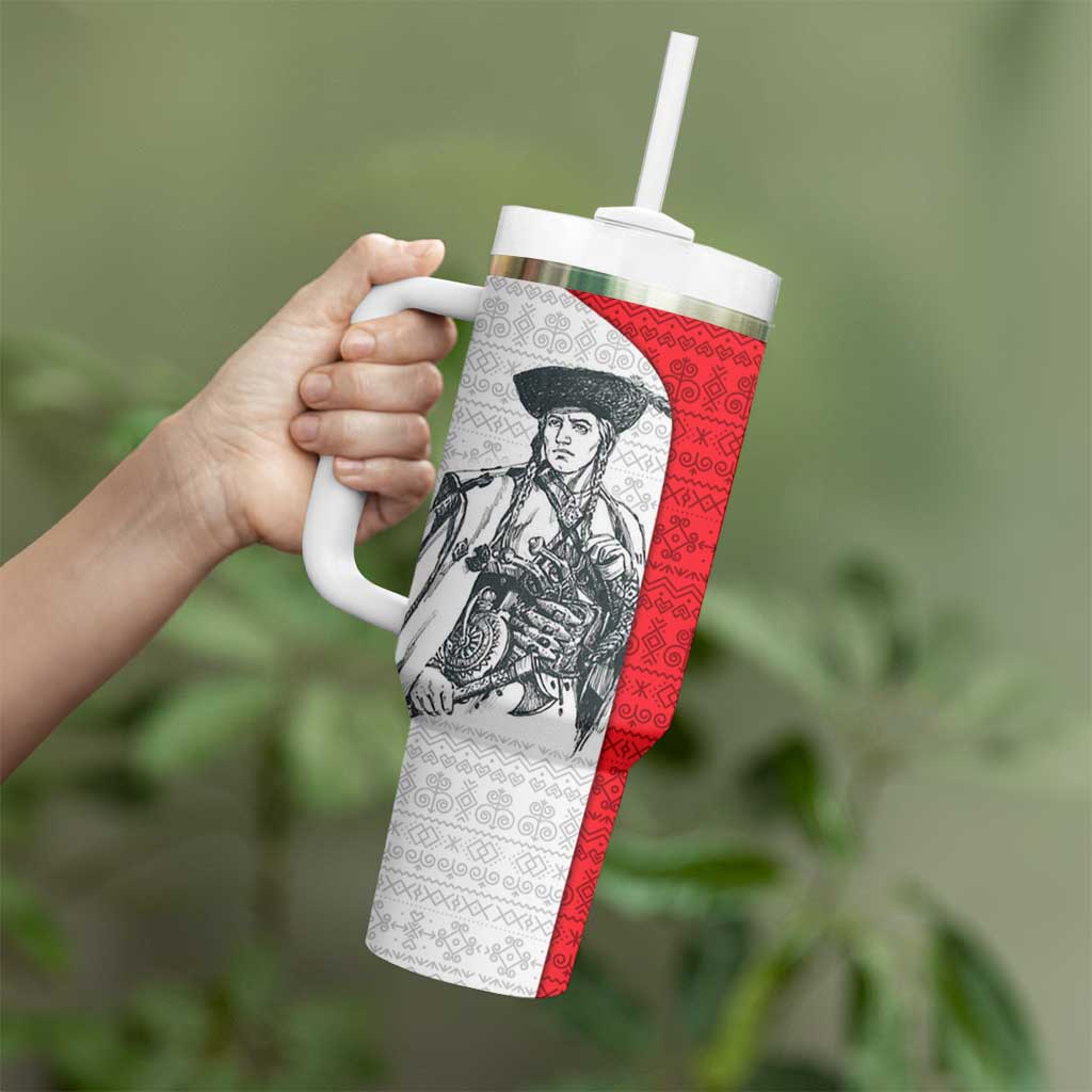Juraj Janosik Slovakia Tumbler With Handle with Folk Pattern Red White Legend Spirit