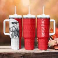 Juraj Janosik Slovakia Tumbler With Handle with Folk Pattern Red White Legend Spirit