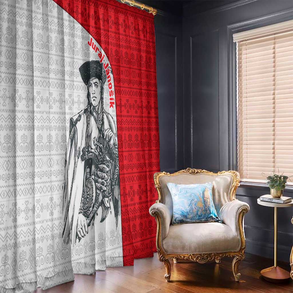 Juraj Janosik Slovakia Window Curtain with Folk Pattern Red White Legend Spirit