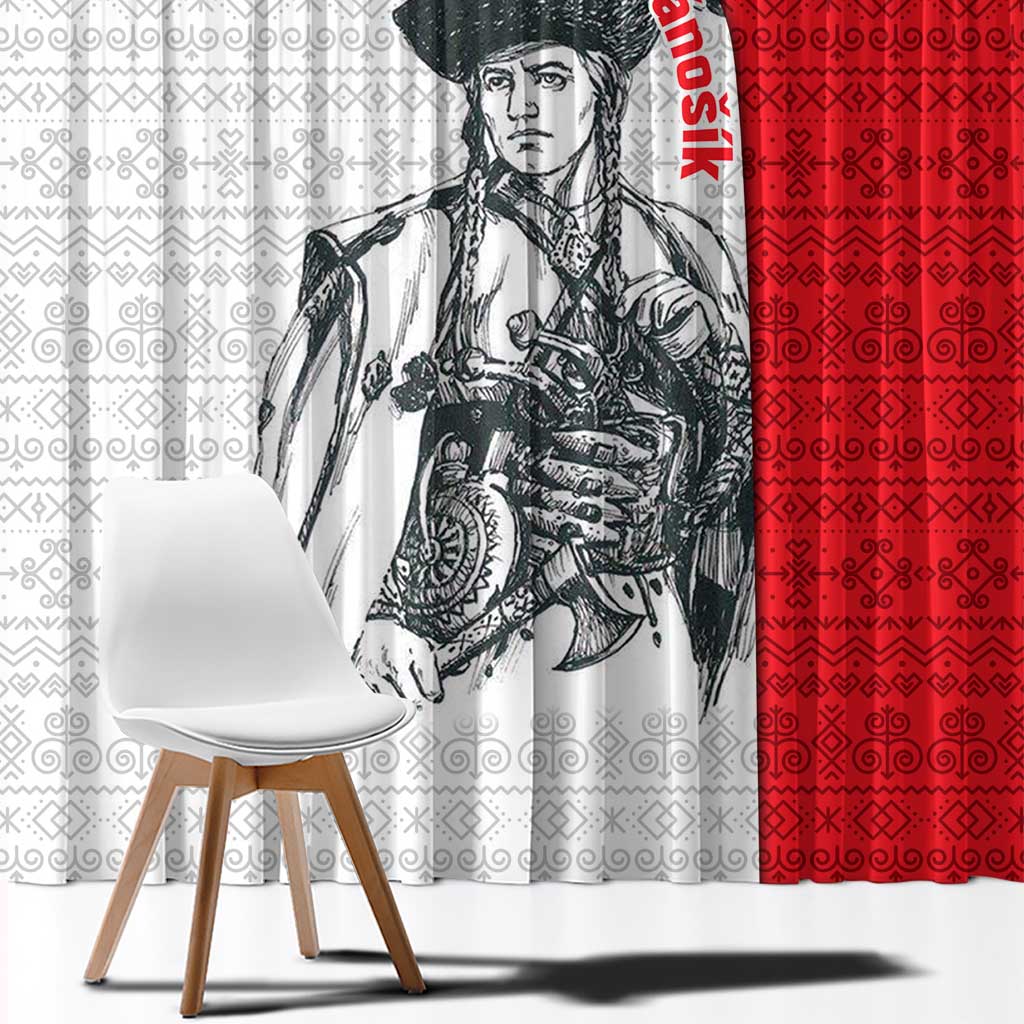 Juraj Janosik Slovakia Window Curtain with Folk Pattern Red White Legend Spirit