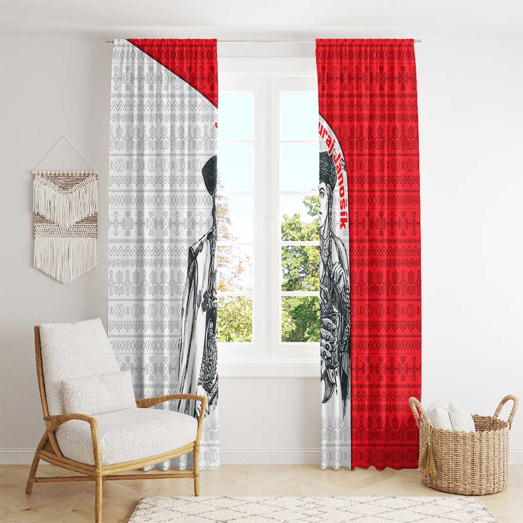 Juraj Janosik Slovakia Window Curtain with Folk Pattern Red White Legend Spirit