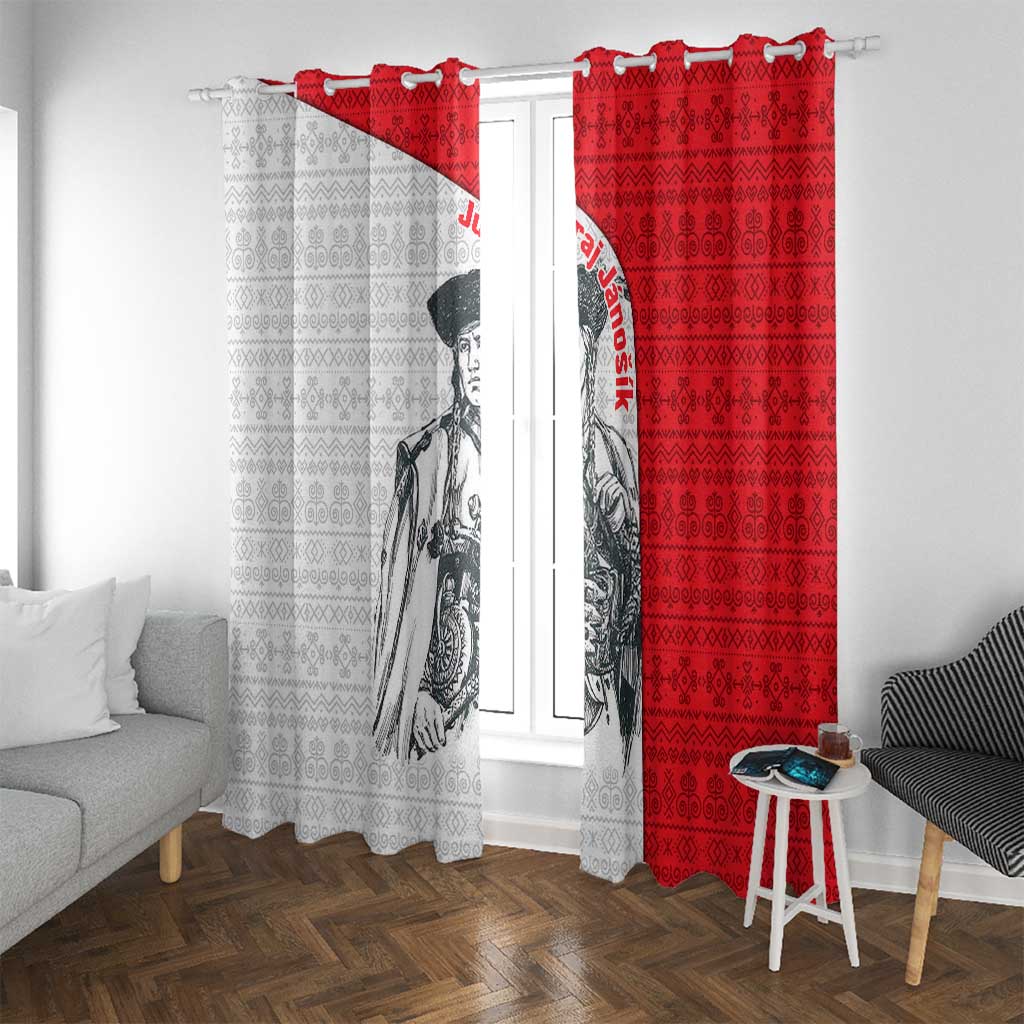 Juraj Janosik Slovakia Window Curtain with Folk Pattern Red White Legend Spirit