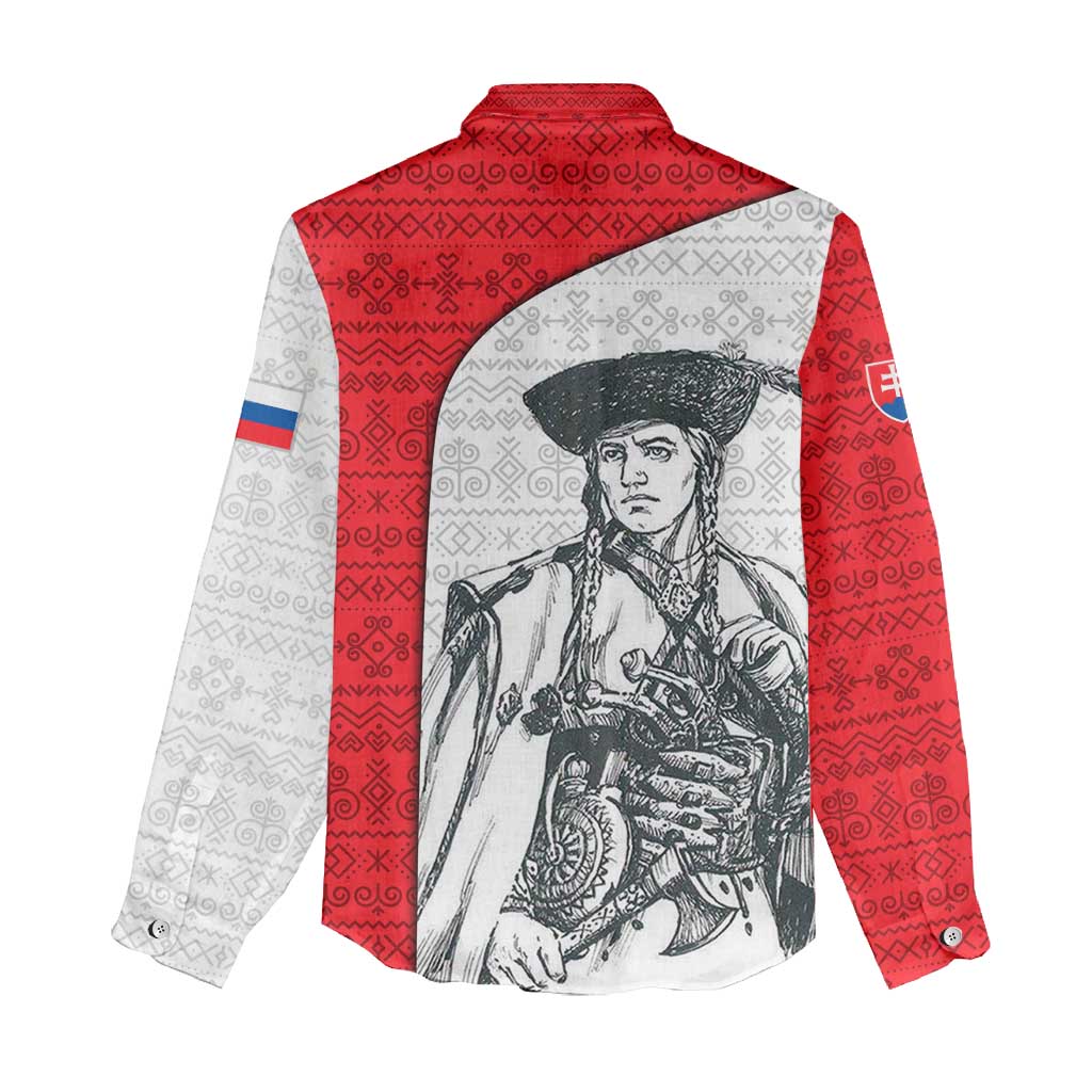 Juraj Janosik Slovakia Women Casual Shirt with Folk Pattern Red White Legend Spirit