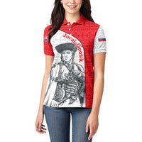 Juraj Janosik Slovakia Women Polo Shirt with Folk Pattern Red White Legend Spirit