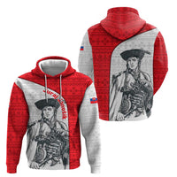 Juraj Janosik Slovakia Zip Hoodie with Folk Pattern Red White Legend Spirit