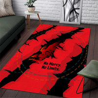 Slovakia Area Rug with Red Black Falcon Claw No Mercy Spirit