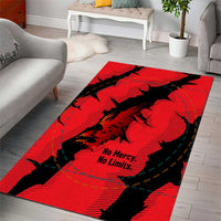 Slovakia Area Rug with Red Black Falcon Claw No Mercy Spirit