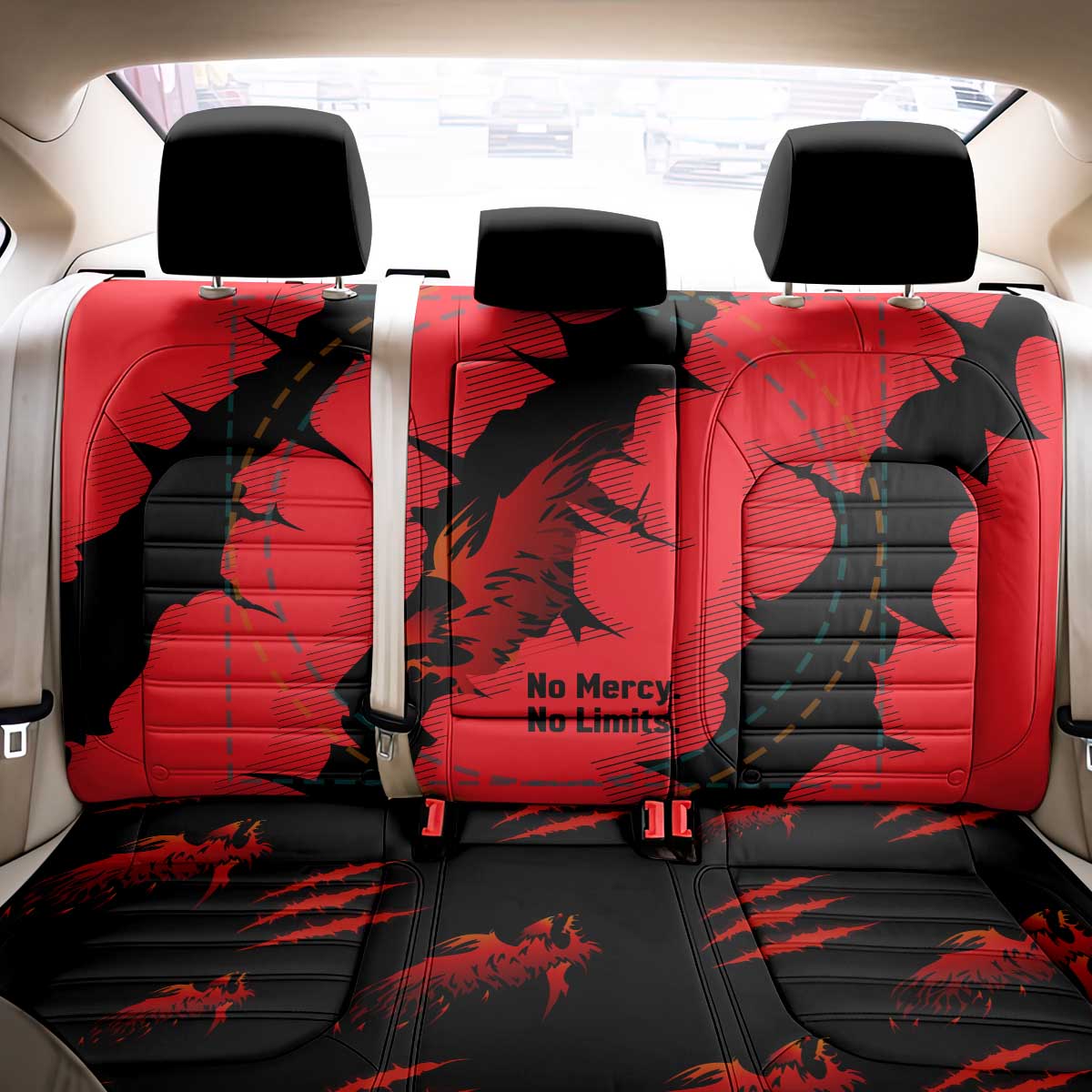 Slovakia Back Car Seat Cover with Red Black Falcon Claw No Mercy Spirit