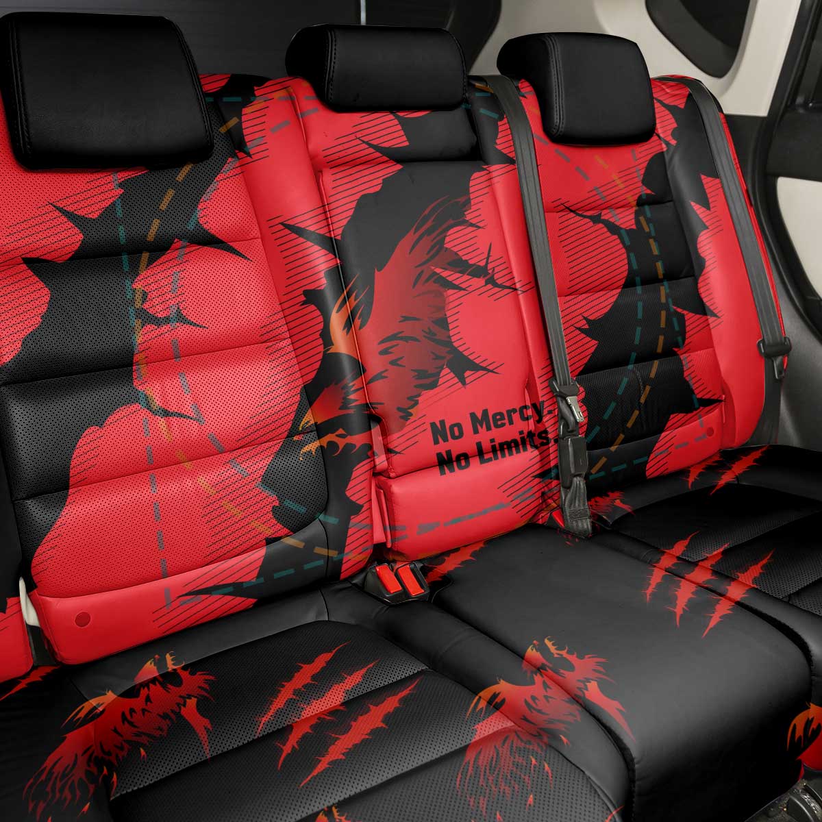 Slovakia Back Car Seat Cover with Red Black Falcon Claw No Mercy Spirit