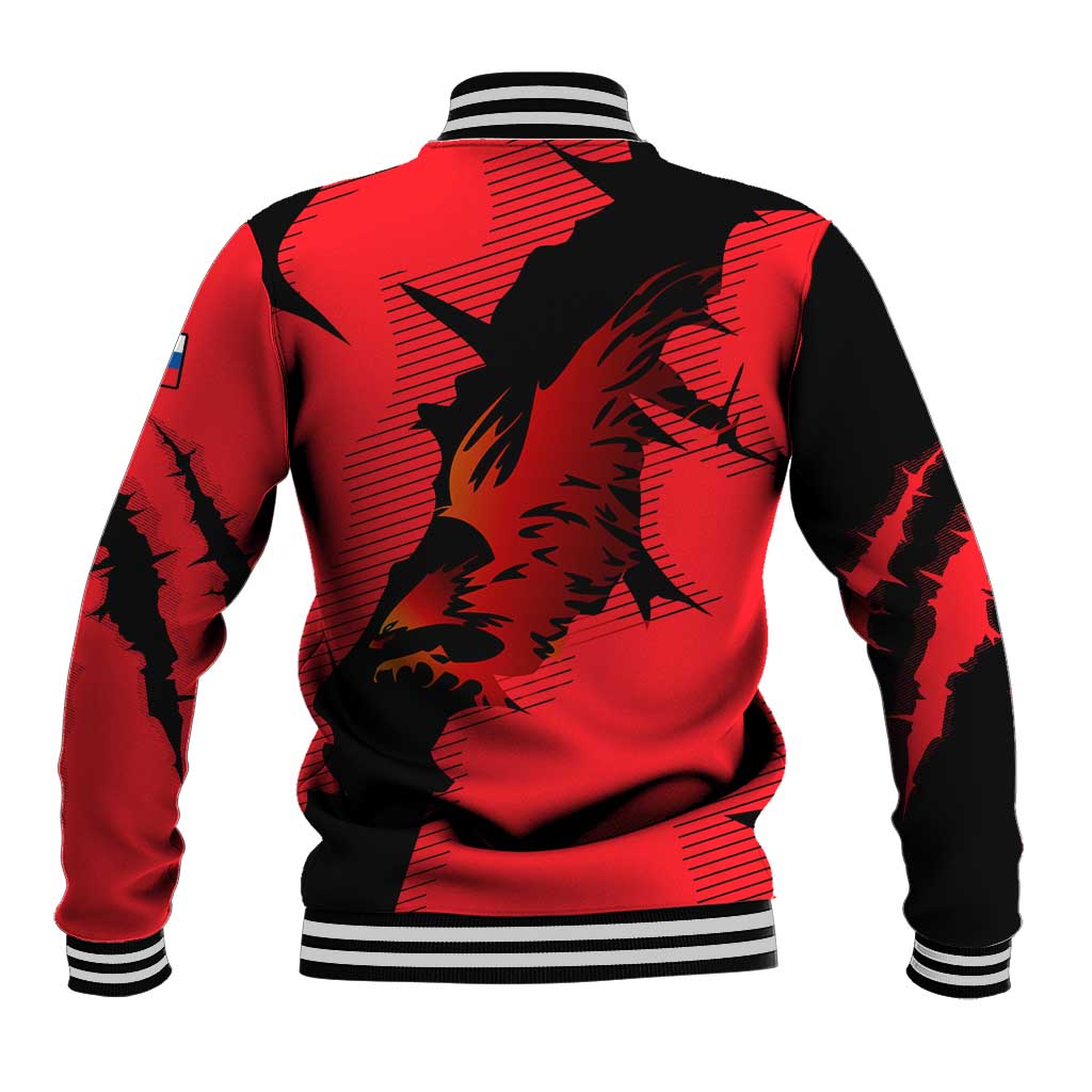 Slovakia Baseball Jacket with Red Black Falcon Claw No Mercy Spirit