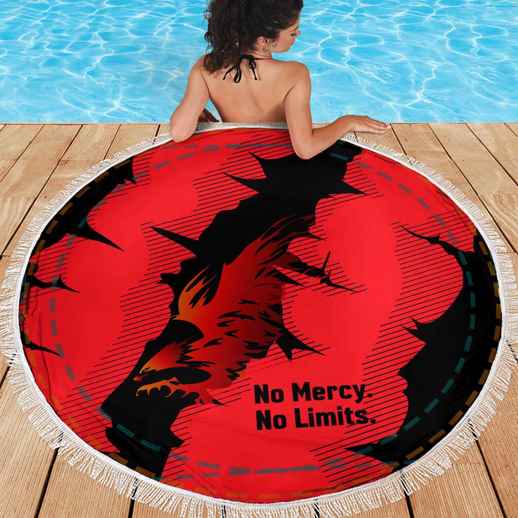 Slovakia Beach Blanket with Red Black Falcon Claw No Mercy Spirit
