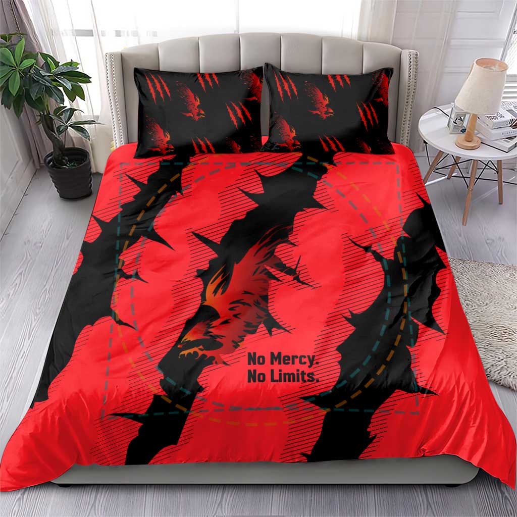 Slovakia Bedding Set with Red Black Falcon Claw No Mercy Spirit