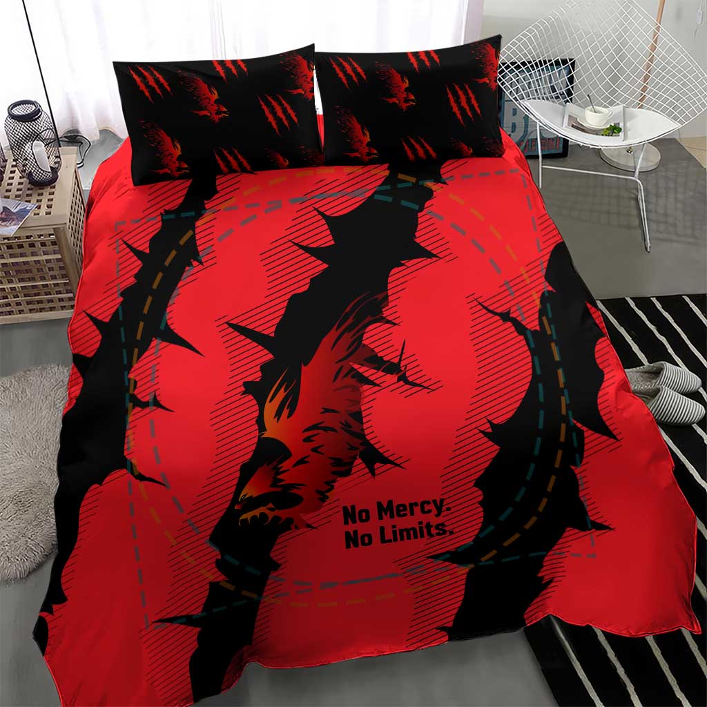 Slovakia Bedding Set with Red Black Falcon Claw No Mercy Spirit