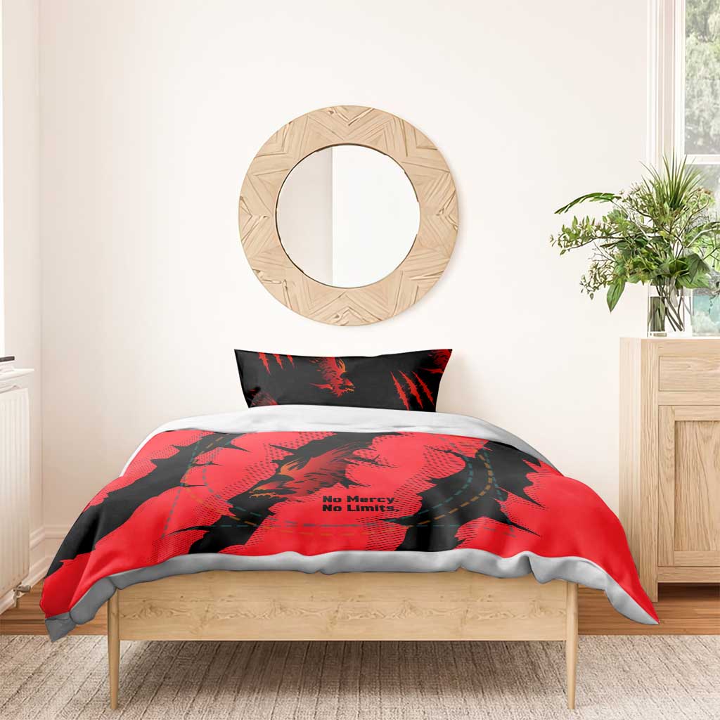Slovakia Bedding Set with Red Black Falcon Claw No Mercy Spirit