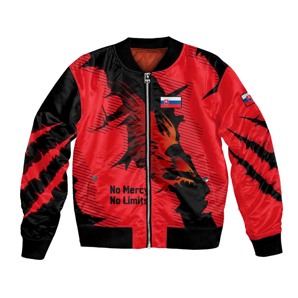 Slovakia Bomber Jacket with Red Black Falcon Claw No Mercy Spirit