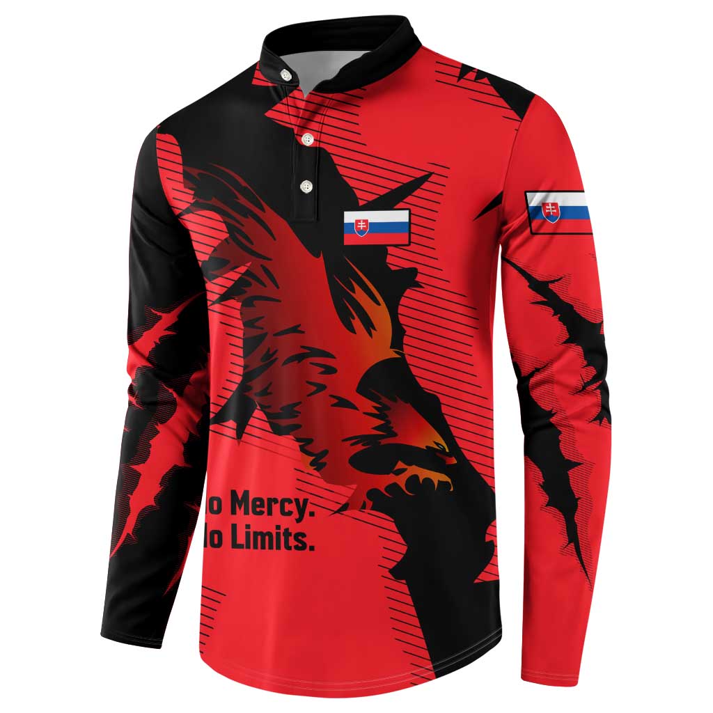 Slovakia Button Sweatshirt with Red Black Falcon Claw No Mercy Spirit
