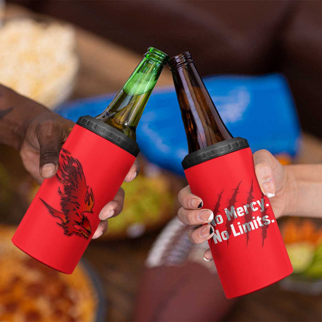 Slovakia 4 in 1 Can Cooler Tumbler with Red Black Falcon Claw No Mercy Spirit