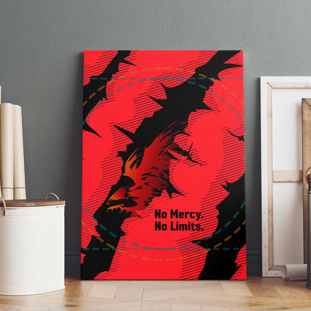 Slovakia Canvas Wall Art with Red Black Falcon Claw No Mercy Spirit
