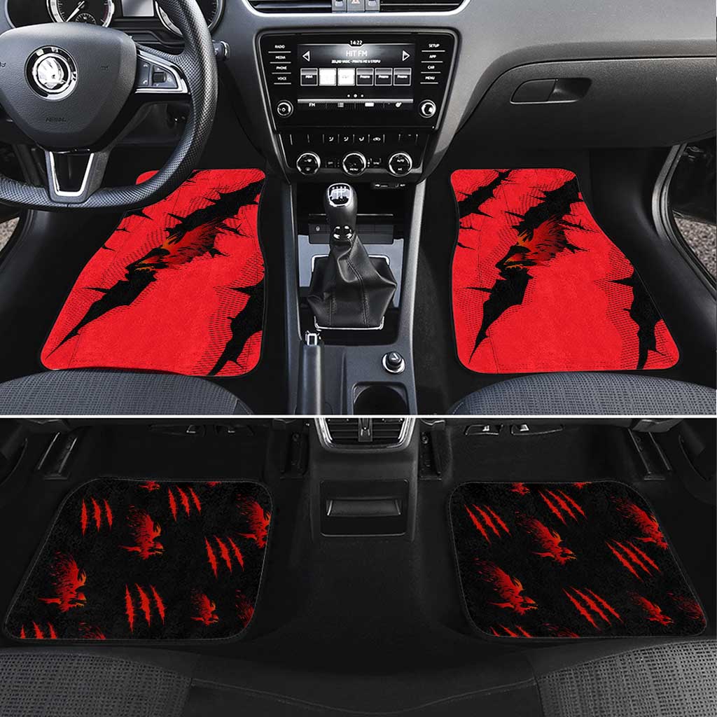 Slovakia Car Mats with Red Black Falcon Claw No Mercy Spirit