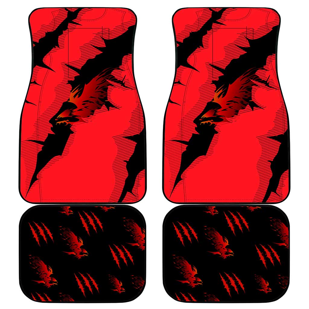 Slovakia Car Mats with Red Black Falcon Claw No Mercy Spirit
