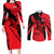 Slovakia Couples Matching Long Sleeve Bodycon Dress and Long Sleeve Button Shirt with Red Black Falcon Claw No Mercy Spirit