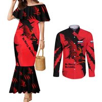 Slovakia Couples Matching Mermaid Dress and Long Sleeve Button Shirt with Red Black Falcon Claw No Mercy Spirit