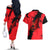 Slovakia Couples Matching Off The Shoulder Long Sleeve Dress and Hawaiian Shirt with Red Black Falcon Claw No Mercy Spirit